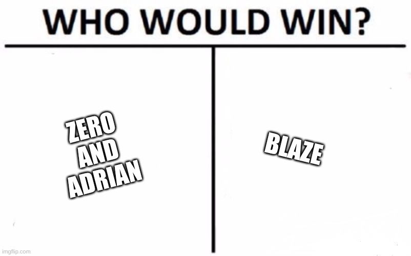 Who Would Win? | ZERO AND ADRIAN; BLAZE | image tagged in memes,who would win | made w/ Imgflip meme maker