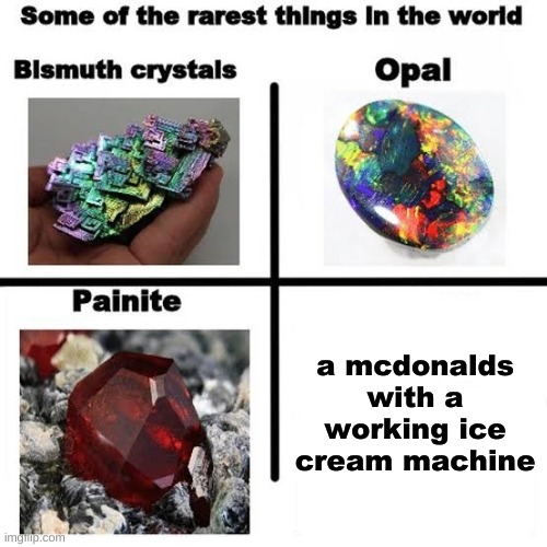 its the thing of legends, nothing more | a mcdonalds with a working ice cream machine | image tagged in some of the rarest things in the world | made w/ Imgflip meme maker