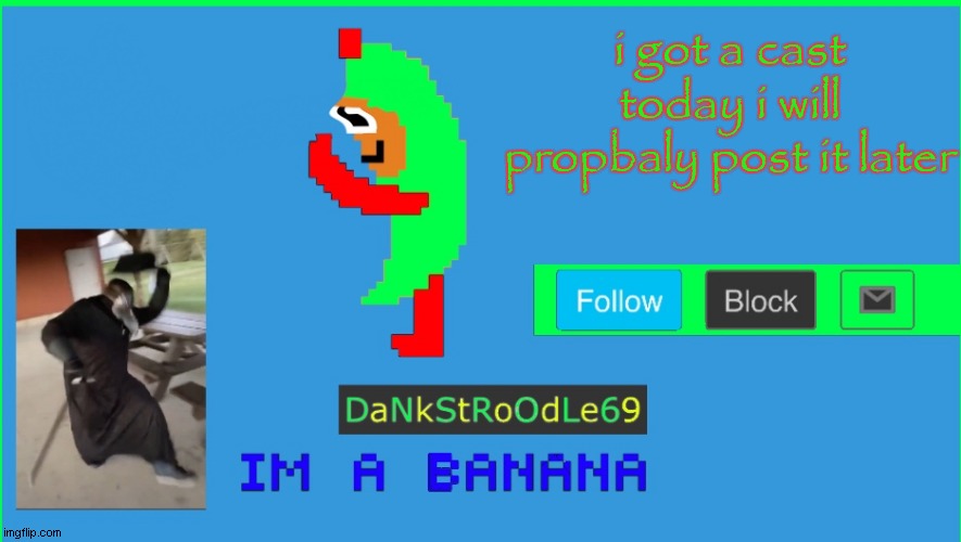 Templet | i got a cast today i will propbaly post it later | image tagged in dankstroodle69 | made w/ Imgflip meme maker