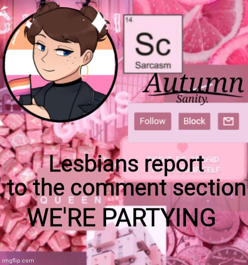 Lesbians report to the comment section; WE'RE PARTYING | made w/ Imgflip meme maker
