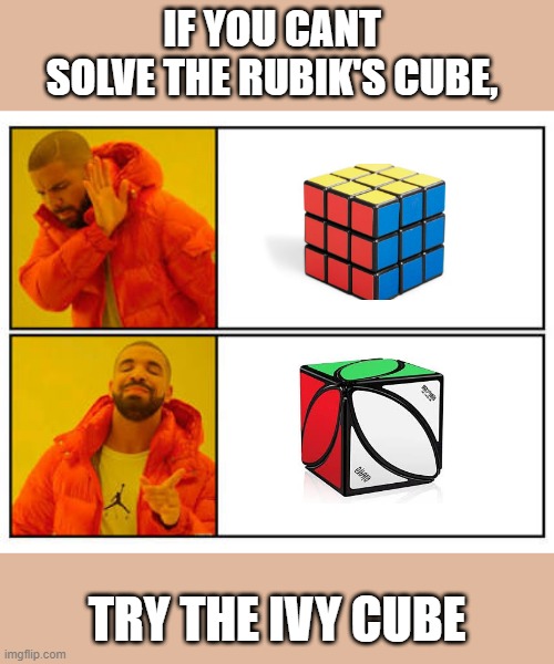 No - Yes | IF YOU CANT SOLVE THE RUBIK'S CUBE, TRY THE IVY CUBE | image tagged in no - yes | made w/ Imgflip meme maker