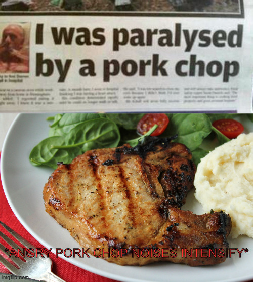 *ANGRY PORK CHOP NOISES INTENSIFY* | image tagged in pork chop | made w/ Imgflip meme maker
