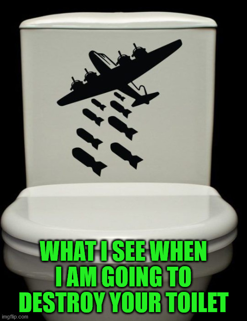 Will need reinforcements. | WHAT I SEE WHEN I AM GOING TO DESTROY YOUR TOILET | image tagged in toilet,bombs | made w/ Imgflip meme maker