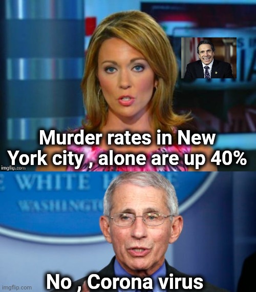 Blinded by Science |  Murder rates in New York city , alone are up 40%; No , Corona virus | image tagged in real news network,dr fauci,life and death,and thats a fact | made w/ Imgflip meme maker