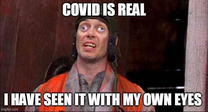 Looks Good To Me | COVID IS REAL; I HAVE SEEN IT WITH MY OWN EYES | image tagged in looks good to me | made w/ Imgflip meme maker
