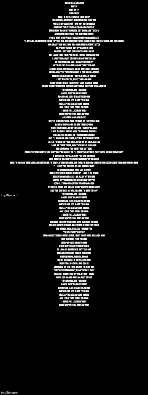 Just cause 3 rap lyrics | image tagged in just cause 3 rap lyrics | made w/ Imgflip meme maker