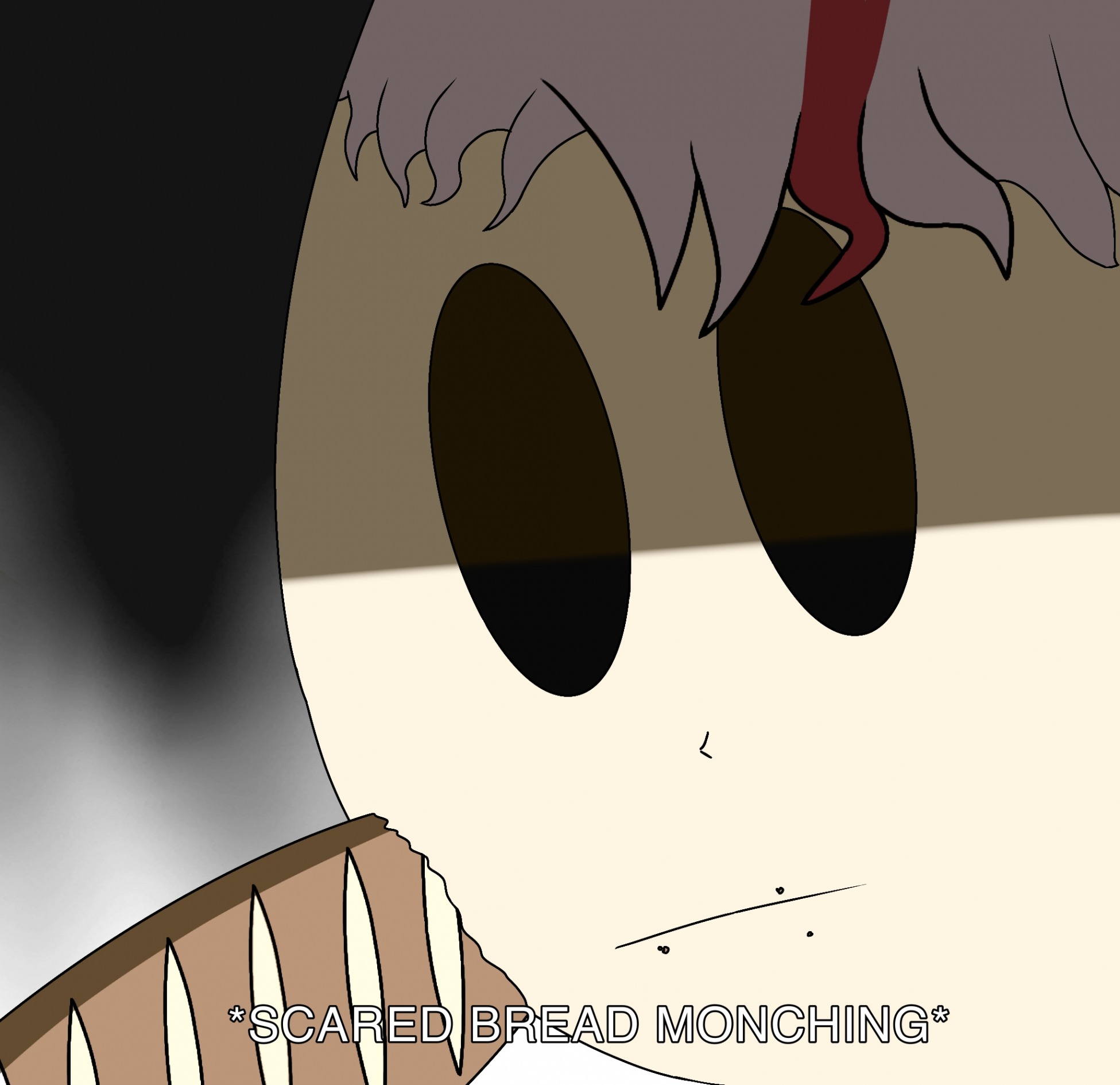 High Quality Scared bread monching Blank Meme Template