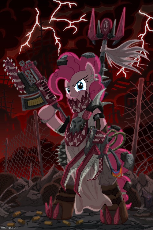 Pinkie Pie as an Ork Warboss | image tagged in warhammer 40k,my little pony | made w/ Imgflip meme maker