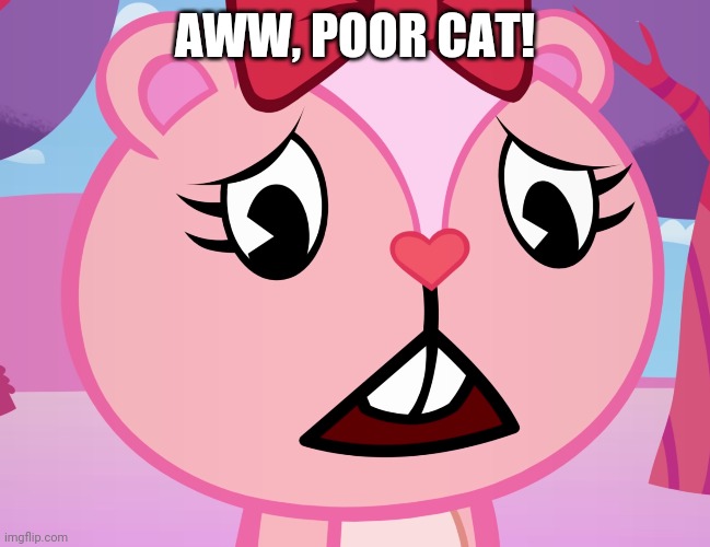 Sad Giggles (HTF) | AWW, POOR CAT! | image tagged in sad giggles htf | made w/ Imgflip meme maker