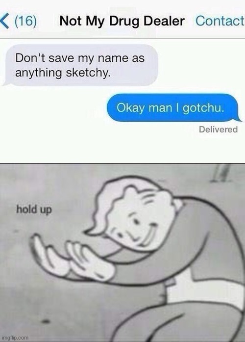 totally not your drug dealer | image tagged in fallout hold up | made w/ Imgflip meme maker
