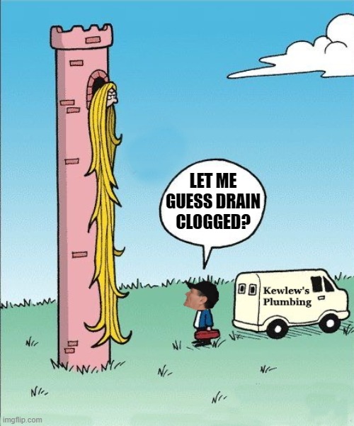 all in a days work | LET ME GUESS DRAIN CLOGGED? | image tagged in plumbing,clog | made w/ Imgflip meme maker