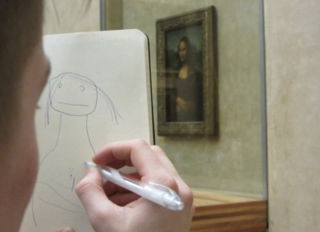 High Quality Drawing the Mona Lisa Blank Meme Template