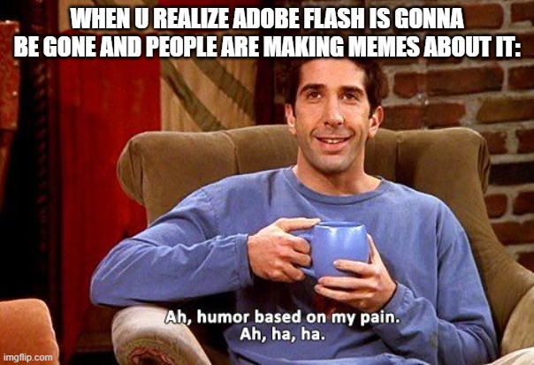 Ross Humor based on my pain | WHEN U REALIZE ADOBE FLASH IS GONNA BE GONE AND PEOPLE ARE MAKING MEMES ABOUT IT: | image tagged in ross humor based on my pain | made w/ Imgflip meme maker