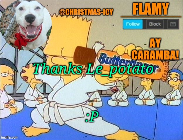 Thanc | Thanks Le_potato; :P | image tagged in flamy announce | made w/ Imgflip meme maker