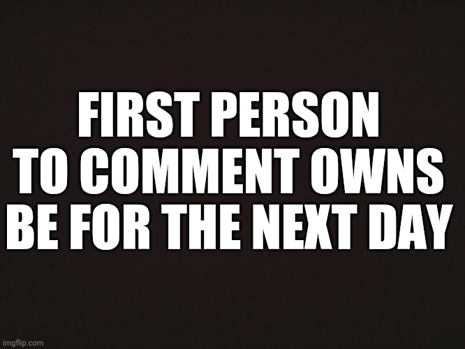 Blank Template | FIRST PERSON TO COMMENT OWNS BE FOR THE NEXT DAY | image tagged in blank template | made w/ Imgflip meme maker