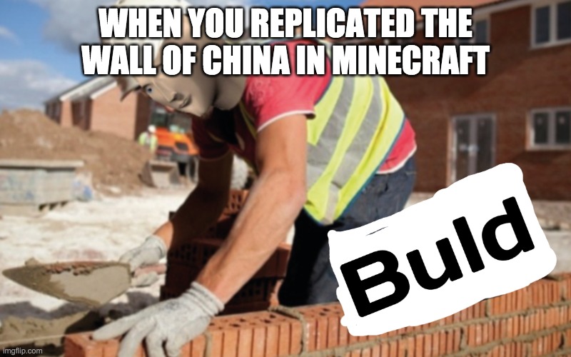 Buld | WHEN YOU REPLICATED THE WALL OF CHINA IN MINECRAFT | image tagged in buld,meme man | made w/ Imgflip meme maker