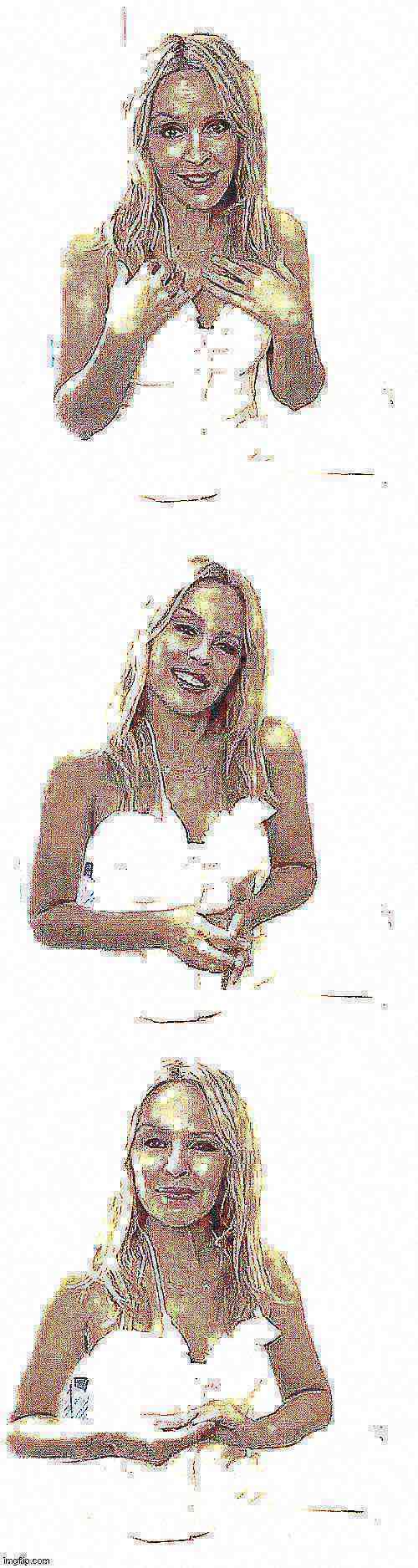 Bad Pun Kylie Minogue deep-fried 3 Blank Meme Template