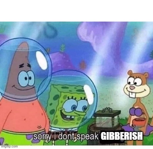 sorry i dont speak wrong | GIBBERISH | image tagged in sorry i dont speak wrong | made w/ Imgflip meme maker