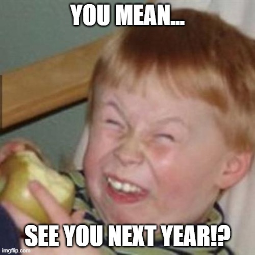 laughing kid | YOU MEAN... SEE YOU NEXT YEAR!? | image tagged in laughing kid,AdviceAnimals | made w/ Imgflip meme maker
