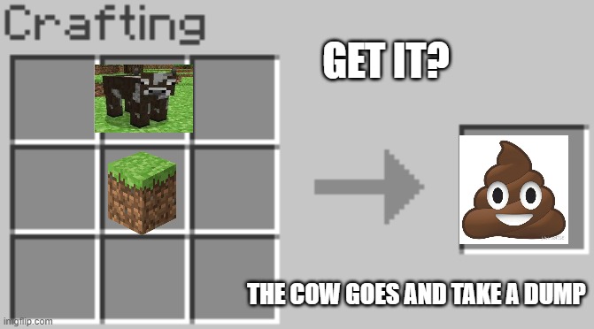 not a funny joke | GET IT? THE COW GOES AND TAKE A DUMP | image tagged in synthesis | made w/ Imgflip meme maker