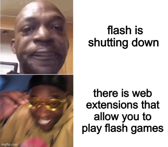 I DON’T HAVE TO SAY GOODBYE TO FFR | flash is shutting down; there is web extensions that allow you to play flash games | made w/ Imgflip meme maker