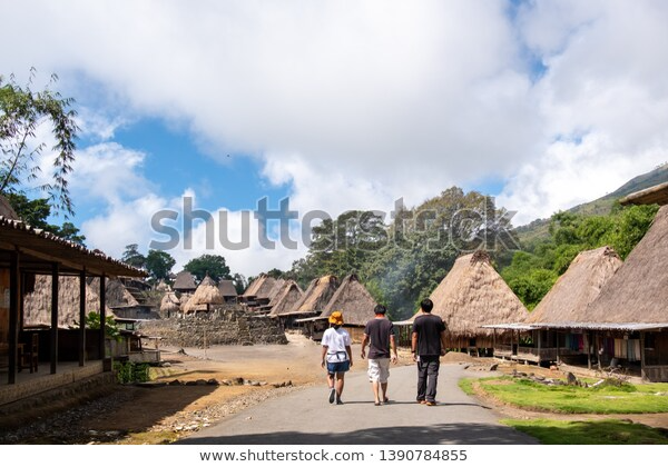 High Quality Three Tourists Village Blank Meme Template