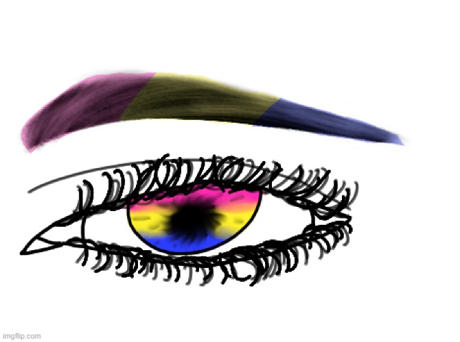 Pan pride eye! | image tagged in owo | made w/ Imgflip meme maker