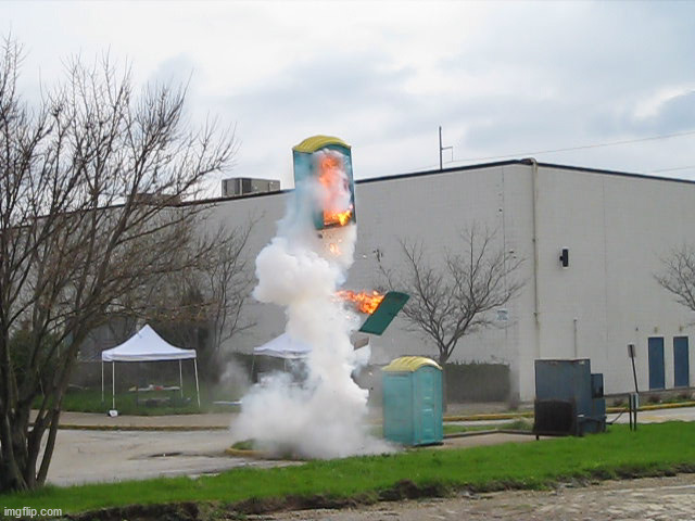 Exploding Crap Porta potty | image tagged in exploding crap porta potty | made w/ Imgflip meme maker
