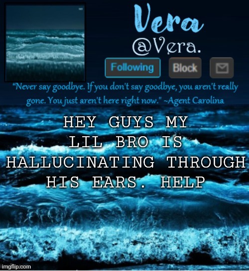a n n o u n c e r e v i s e d | HEY GUYS MY LIL BRO IS HALLUCINATING THROUGH HIS EARS. HELP | image tagged in a n n o u n c e r e v i s e d | made w/ Imgflip meme maker
