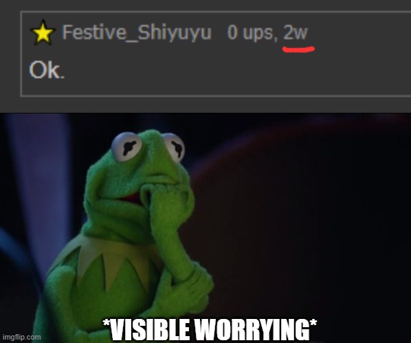 *VISIBLE WORRYING* | image tagged in kermit worried face | made w/ Imgflip meme maker