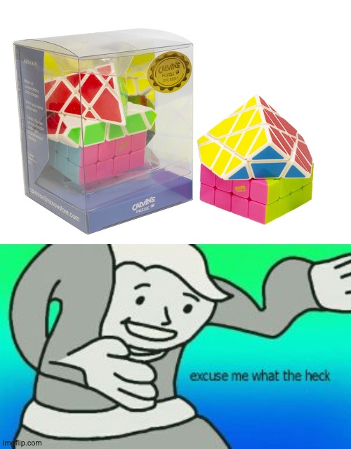 That's a really weird looking puzzle! | image tagged in excuse me what the heck,weird stuff,rubik's cube,non wca | made w/ Imgflip meme maker