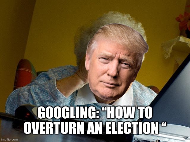 Grandma Finds The Internet | GOOGLING: “HOW TO OVERTURN AN ELECTION “ | image tagged in memes,grandma finds the internet | made w/ Imgflip meme maker