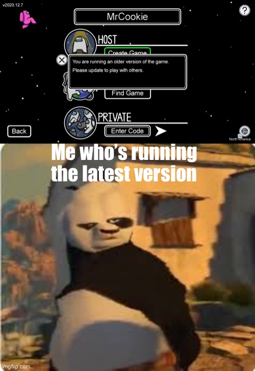 When the Among Us servers do this crap | Me who’s running the latest version | image tagged in kung fu panda,among us | made w/ Imgflip meme maker