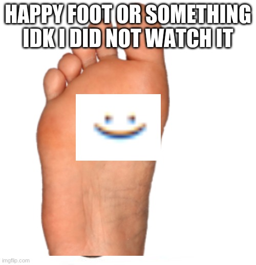 foot | HAPPY FOOT OR SOMETHING IDK I DID NOT WATCH IT | image tagged in foot | made w/ Imgflip meme maker