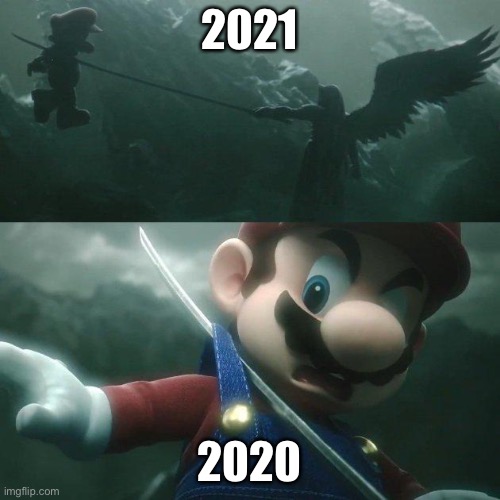 2020 farewell | 2021; 2020 | image tagged in sepiroth stab mario | made w/ Imgflip meme maker
