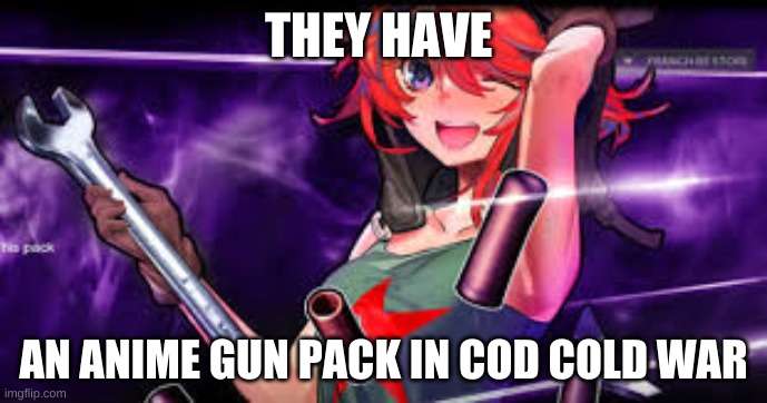 Anime CoD Guns | THEY HAVE; AN ANIME GUN PACK IN COD COLD WAR | image tagged in anime cod guns | made w/ Imgflip meme maker