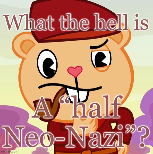 Follow link to discover | What the hell is; A “half Neo-Nazi”? | image tagged in pop htf | made w/ Imgflip meme maker