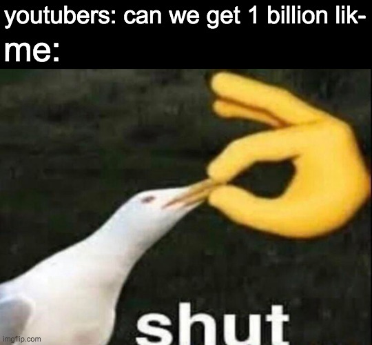 please just get to the video already | youtubers: can we get 1 billion lik-; me: | image tagged in shut,youtube,memes | made w/ Imgflip meme maker