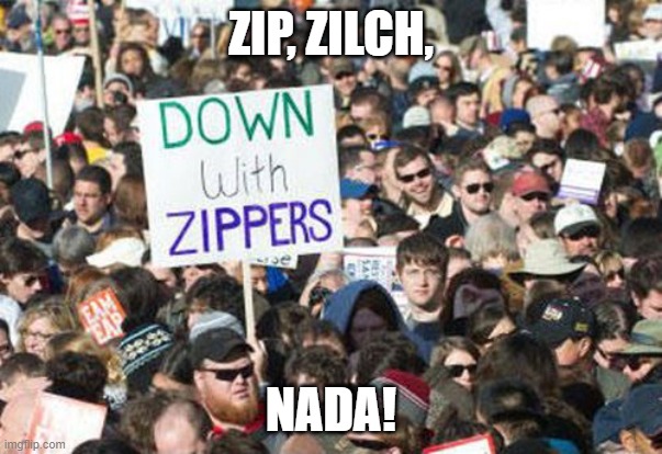 Zippers.jpg  | ZIP, ZILCH, NADA! | image tagged in zippers jpg | made w/ Imgflip meme maker