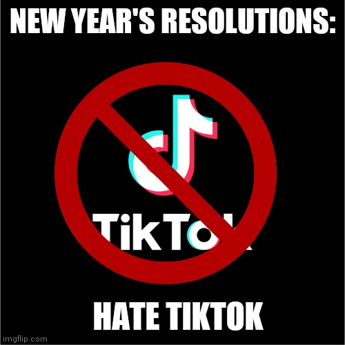 Last post of 2020 | NEW YEAR'S RESOLUTIONS:; HATE TIKTOK | image tagged in tiktok,tiktok logo,tiktok sucks,tik tok sucks | made w/ Imgflip meme maker