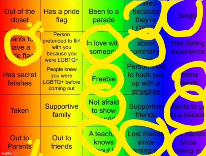 Sorry its so messy!! | image tagged in lgbtq bingo | made w/ Imgflip meme maker