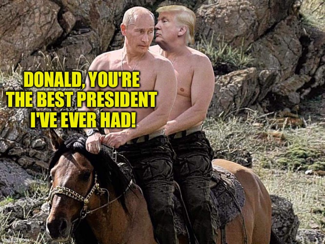 The best.  So good. | DONALD, YOU'RE 
THE BEST PRESIDENT 
I'VE EVER HAD! | image tagged in putin trump on horse | made w/ Imgflip meme maker