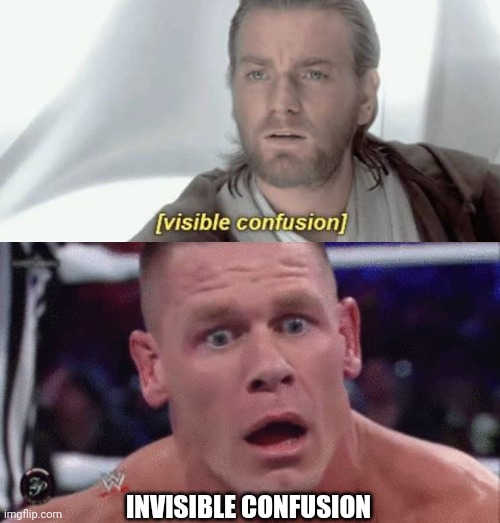 INVISIBLE CONFUSION | image tagged in visible confusion,tahregg john cena meme,memes | made w/ Imgflip meme maker