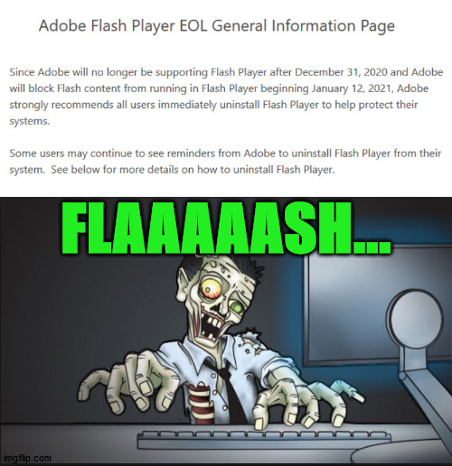 FLAAAAASH... | image tagged in computer zombie | made w/ Imgflip meme maker
