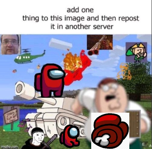 I added mini crewmate and red body | made w/ Imgflip meme maker