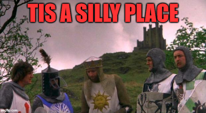 monty python tis a silly place | TIS A SILLY PLACE | image tagged in monty python tis a silly place | made w/ Imgflip meme maker