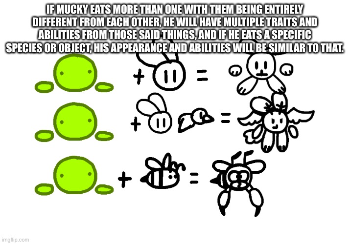 Dumbo Fact #12 (it’s kinda like Largo Slimes) | IF MUCKY EATS MORE THAN ONE WITH THEM BEING ENTIRELY DIFFERENT FROM EACH OTHER, HE WILL HAVE MULTIPLE TRAITS AND ABILITIES FROM THOSE SAID THINGS, AND IF HE EATS A SPECIFIC SPECIES OR OBJECT, HIS APPEARANCE AND ABILITIES WILL BE SIMILAR TO THAT. | made w/ Imgflip meme maker