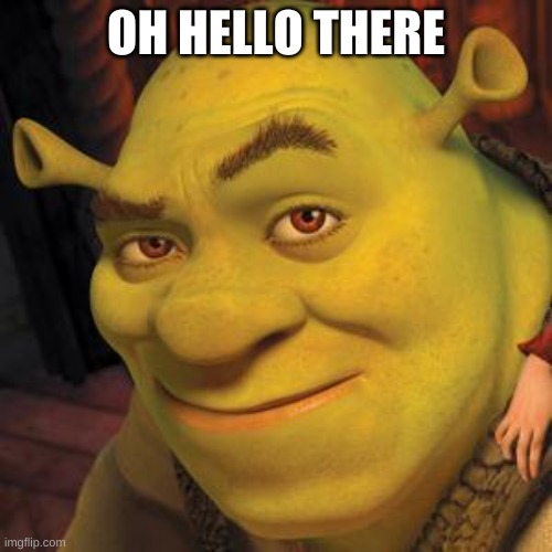 im back | OH HELLO THERE | image tagged in shrek sexy face | made w/ Imgflip meme maker