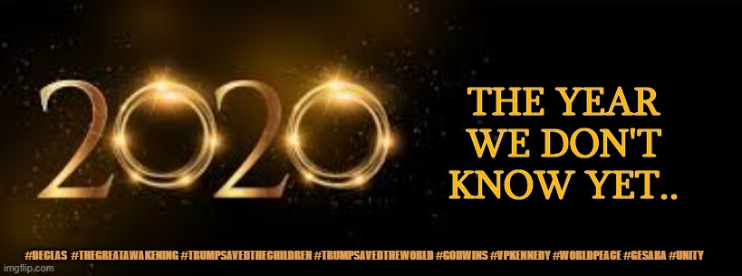 2020 -They Year We don't know yet | THE YEAR WE DON'T KNOW YET.. #DECLAS  #THEGREATAWAKENING #TRUMPSAVEDTHECHILDREN #TRUMPSAVEDTHEWORLD #GODWINS #VPKENNEDY #WORLDPEACE #GESARA #UNITY | image tagged in 2020,better,trump,save the children,covid-19 | made w/ Imgflip meme maker