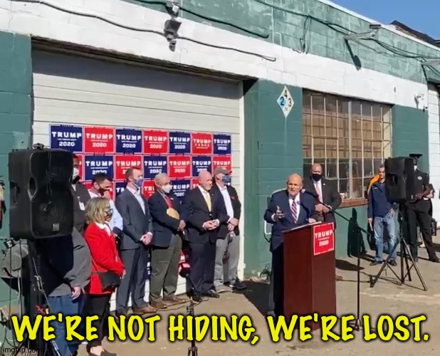 Four seasons landscaping | WE'RE NOT HIDING, WE'RE LOST. | image tagged in four seasons landscaping | made w/ Imgflip meme maker